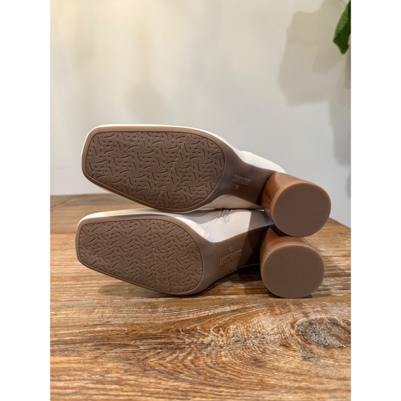 Sam & Libby Beige Square Toe Round Block Heel Ankle Boots Side Zip Women Size 8 - Picture 8 of 9